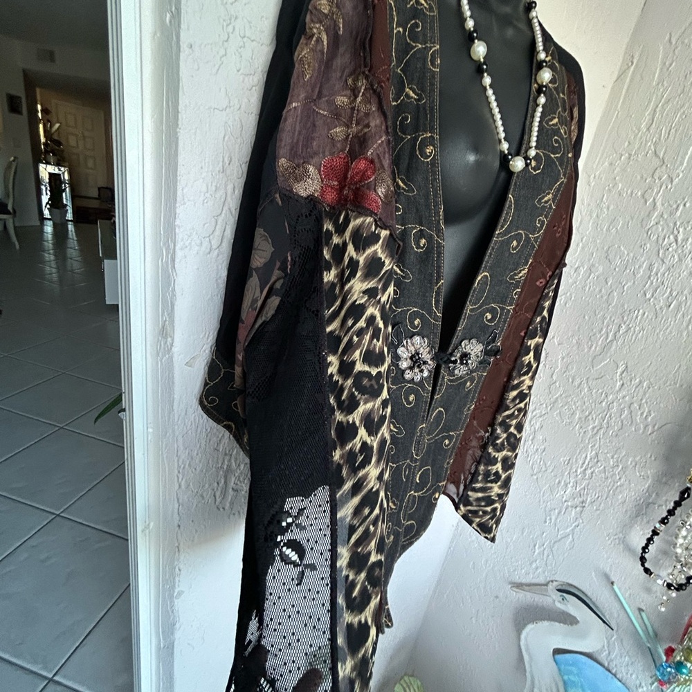 Chico's Multicolor Patchwork Teddy Jacket - image 4